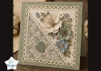 Elegant Blue & Green Floral Card Front – Layered 3D Flowers & Heart Panel