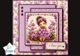 Purple Flower Fairy Card Front – Cute Child Illustration & Floral Topper