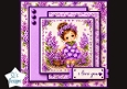 Lilac Flower Fairy Card Front – Cute Child Illustration & Purple Floral Topper
