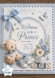 Welcome Little Prince – Blue Teddy & Baby Shoes Newborn Announcement Topper