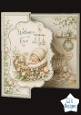 Welcome Little One Baby Card Front – Soft Pastel Newborn Basket & Bunny Design