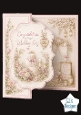 Elegant Wedding Day Card Front – Floral Cake, Champagne & Romantic Arch Design