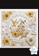 Sunflower Tea Time Card Front – Vintage Teapot & Yellow Birds
