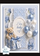 Blue New Baby Teddy & Balloons Card Topper