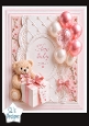 Pink New Baby Teddy & Balloons Card Topper