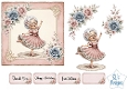 Vintage Dancing Lady & Floral Frame Card Front Set