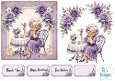 Vintage Lavender Cocktail Lady Floral Card Front Set