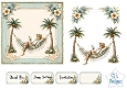 Vintage Tropical Hammock Man Floral Card Front Set