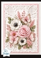 Pink Rose & Anemone Floral Butterfly Card Topper