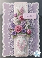 Elegant Pink & Purple Floral Vase Best Wishes Card Front
