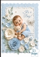 Baby Boy Welcome Little One Scalloped Card Topper