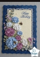 Elegant Blue & Purple Floral Happy Birthday Card Topper