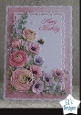 Elegant Pink & Lavender Floral Happy Birthday Card Topper