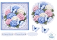 Pastel Hydrangeas & Blue Butterflies Card Front with Sentiments