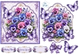 Purple Pansies, Bows & Butterflies Card Front with Sentiments
