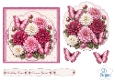 Pink, White & Burgundy Floral Card Front with Butterflies & Sentiments
