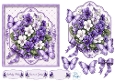 Purple & White Violets with Bows and Butterflies Card Front & Sentiments