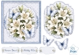 White Lilies & Blue Butterflies Card Front with Sentiments