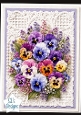 Multicolor Pansy Bouquet & Lace 3D Floral Topper