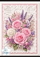 Pink & White Roses with Lavender 3D Floral Topper