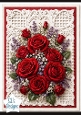Red Rose Bouquet & Lace 3D Floral Topper