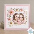 Cute Hedgehog Couple in Pink Nest Floral Card Front