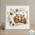 Cute Squirrel Couple with Acorns Floral Card Front