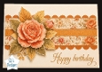 Peach Rose Birthday Card Topper with Floral Borders