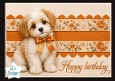 Cute Puppy Birthday Card Topper with Orange Bow