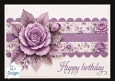 Purple Rose Birthday Card Topper with Elegant Floral Panels