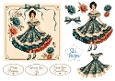 Elegant Vintage Teal Floral Lady – Card Front & Toppers Set