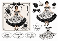 Elegant Vintage Black & White Floral Lady – Card Front & Toppers Set