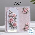 Elegant 7x7 Pink Rose Card Front – With Love Floral Design
