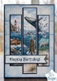 Ocean Wildlife Birthday Card Topper with Lighthouse
