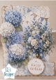 Elegant Blue Floral Birthday Card Topper with Gold Accents