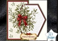 Elegant Mistletoe Christmas Card Topper with Red Bow
