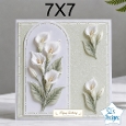 Elegant 7x7 White Calla Lily Birthday Card Front – Floral Arch Design