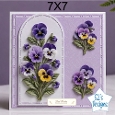 Elegant 7x7 Purple Pansy Card Front – Best Wishes Floral Design