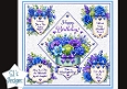 Elegant Blue & Purple Floral Birthday Topper – Embossed Card Front