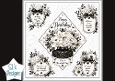 Elegant Black & White Floral Birthday Topper – Embossed Card Front
