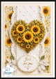 Sunflower Heart Topper – Bright Yellow Embossed Card Front