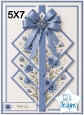 Elegant 5x7 Blue Floral Diamond Panel Card Front – With Love