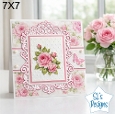 Elegant Rose Floral Card Topper – 7x7 Embossed Pink Roses Design