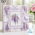 Wisteria Floral Card Topper – Elegant 7x7 Lace and Cascading Blooms