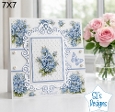 Blue Floral Card Topper – Elegant 7x7 Lace Frame with Delicate Blossoms