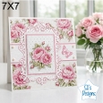 Pink Peony Floral Card Topper – Elegant 7x7 Lace Frame Design