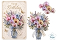 Pastel Floral Vase Happy Birthday Card Topper