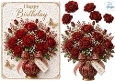 Red Rose Vase Happy Birthday Card Topper