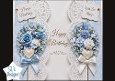 Blue & White Floral Lace Birthday Card Topper