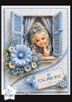 Blue Window & Cute Girl Just For You Card Topper